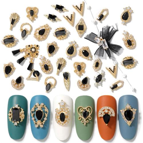 1pc Top Quality Luxury Black Zircon Crystal Rhinestones ForPendant Access Alloy Gold Art Decorations Fashion Jewelry Ornaments