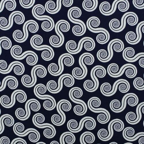 1 yard Cotton Poplin Fabric for sewing pathwork, dress, cloth, bedding - S flowers on Deep blue (width=140cm)