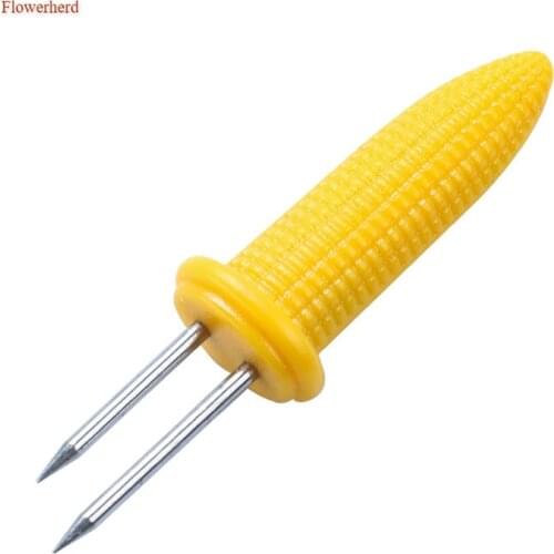 10pcs Small Stainless Steel Corn Needle Creative Barbecue Fork Kitchen Tools Corn Holder Outdoor Barbecue Tools Fruit Fork