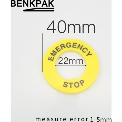 100pcs emergency stop push button switch Plastic Sign,inner diameter 22mm,external diameter 40mm