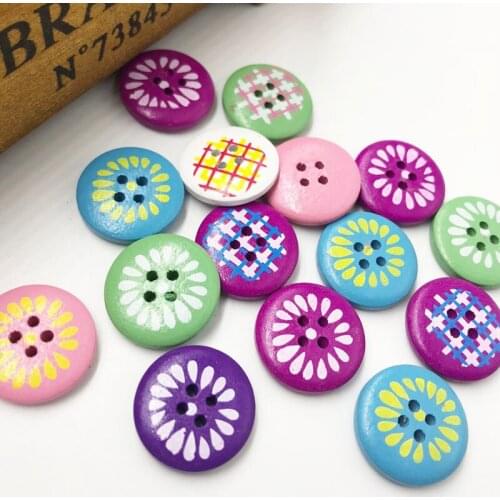 New 25/50pcs Mix Flowers Wood Buttons 20mm Sewing Craft Mix Lots WB218