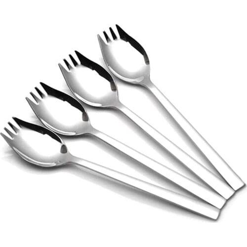 4-pack 304 Stainless Steel Sporks Everyday Use, Camping Backpacking Utensils, Spaghetti Salad Dessert Heavy Duty Flatware Set 8