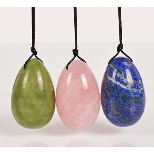 40*25MM Natural Multi Color Drilled Jade Stone Yoni Eggs Crystal Massager Kegel Exercise Vaginal Ben Wa Ball Anti-Stress Massage