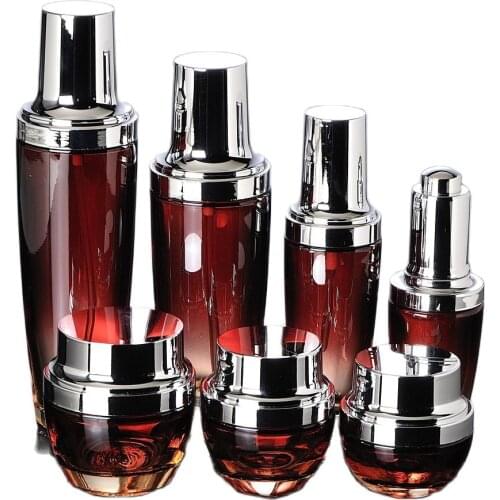 50ml red glass bottle with silver dropper or dropper for Cosmetic Packaging
