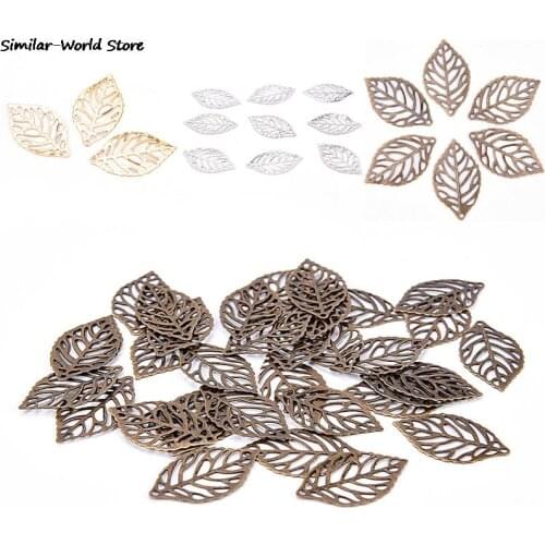 50Pcs/set Metal Crafts Leaf Filigree Wraps Connectors Connector For DIY Earring Jewelry Accessories Jewelry Making