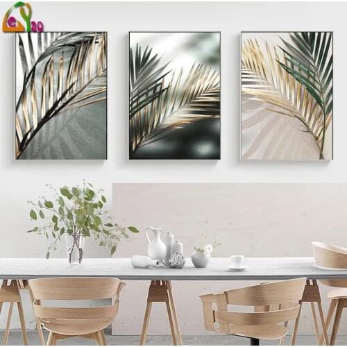 Full Square/Round Drill 5D DIY Diamond Painting Nordic Wall Art Golden Palm Leaf Plant 3D Embroidery Cross Stitch Mosaic Decor