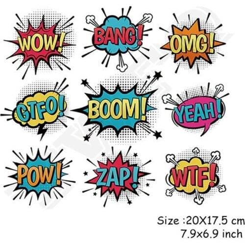 WOW Letters Applique Fashion Words Badges New Design Washable Heat Transfer Clothing Deccor Diy Accessory Patches For Clothes