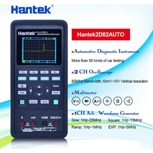 Hantek 2D82 AUTO 4 in1 handheld automotive oscilloscope 80Mhz digital oscilloscope portable 3 in1 2C42/2D72/2D42/2C72/2D82