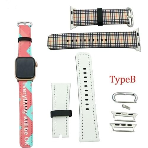 FREE SHIPPING 10pcs/lot Blank Sublimation PU Leather Apple Watch Strap for Heat Transfer Printing Blank Consumables DIY