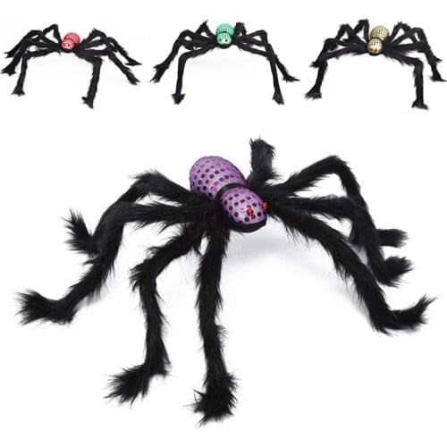 1Pc 75cm Big Plush Spider Scary Fake Spider Fiber Silk Spider Toys Halloween Props Party Supplies for Home Decor Kids Toys