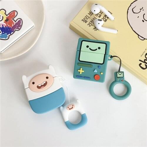 Finn Jake BMO Cartoon Bluetooth Earphone Case for Airpods 1 2 3 Cute Protective Cover for airpods pro Accessories with Keychain