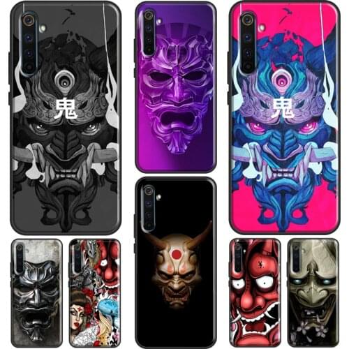 Japanese Oni Hannya Demon Mask Case For Realme 8 Pro Q3 6 7 C3 C11 C15 C21 GT Neo Cover For OnePlus 9 Pro 8 8T 9R Nord