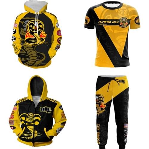 Cobra Kai Karate Kid Hooded Sweater 3D Print Cosplay Sweatshirt T-shirt Pants Zip Hoodie Loose Clothes Fashion Coat Unisex