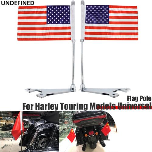 Motorcycle America Flagpole Side Mount Exhaust Pipe Trim Flag Pole for Harley Touring Road King Electra Street Glide FLHT FLTR