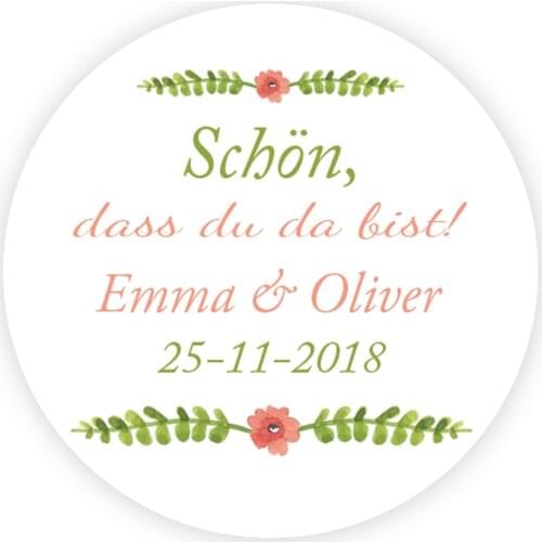 DouxArt 100 Pieces Personalized Wedding Stickers, 4cm Schon dass du da bist Party Communion Label Gifts Package Seals