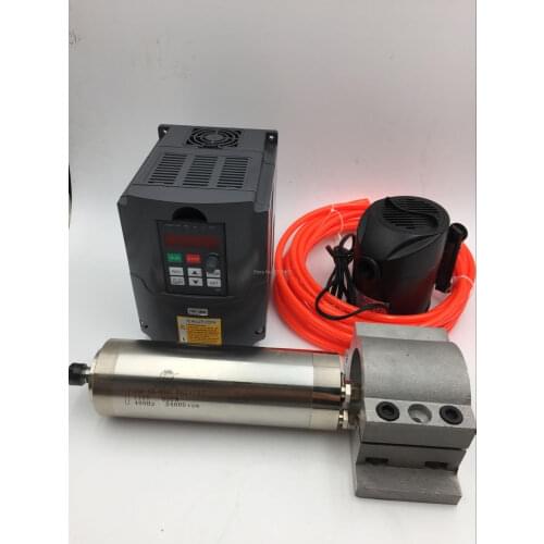 800W Water Cooling CNC Spindle Motor 110V+1.5KW 110v VFD Inverter + Bracket + Water Pump/Pipe for CNC Engraving Milling Machine