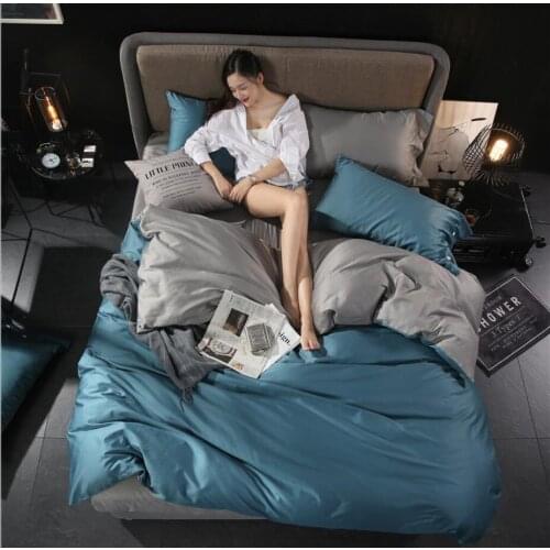 Egypt Cotton Hotel Duvet Cover Bed Sheet Pillowcases 4pcs A/B double-sided Solid Color Bedding Set King Queen Size Home Textile