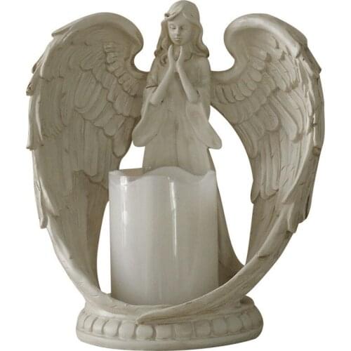 16/21cm Resin Angel Electronic Candle Holder Room Bedthroom Decor Decorative Ornaments for Christian Churches Decoration Gift
