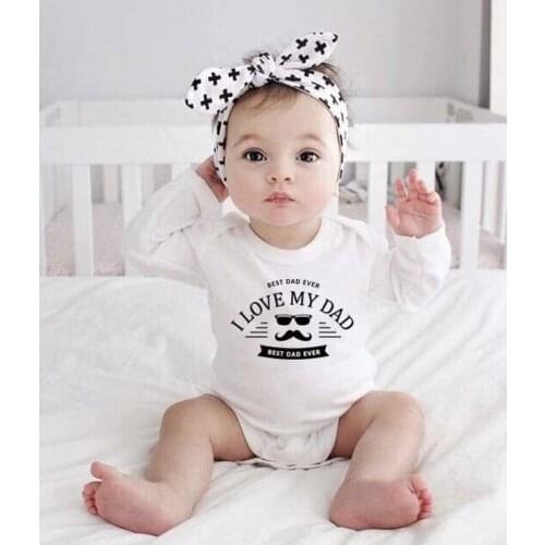 I Love My Dad Best Dad Ever Baby Boy Girls Romper Long Sleeve Rompers Fathers' Day Present Onesie Toddler Ropa Autumn Clothes