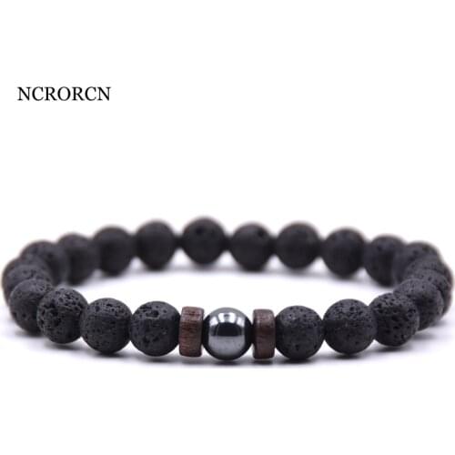 Hot bracelets natural Stone bracelet/beads/lava/homme/fashion/bangles Bracelet Men Wooden bead mala bracelets Accessorie J