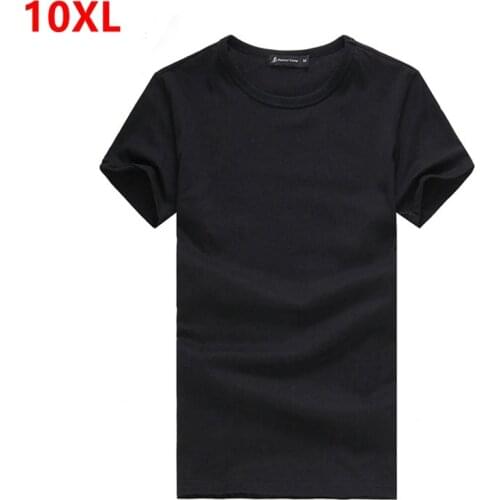 Plus size extra large size solid color big man summer half-sleeved 10XL cotton stretch round neck short-sleeved body T-shirt