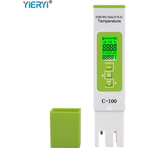 5 in 1 TDS/EC/Salinity/S.G/Temperature Meter Water Quality Purity Digital Multifunction Tester Monitor for Drinking Water Food