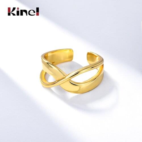 Kinel Fashion Cross Hollow Finger Ring for Women Real Silver 925 Jewelry Wedding Engagement Anillos Female Gifts
