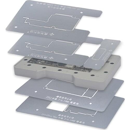 6 in 1 BGA Reballing Kit for iPhone X/XS/XS MAX/11/11 Pro/11Pro MAX Motherboard Middle Layer Reballing Fixture With Planting Net