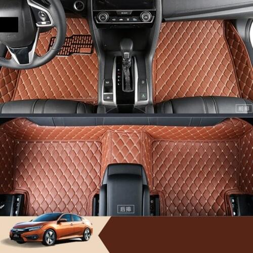Leather car floor mats for honda civic 2009 2010 2011 2012 2013 2017 2018 2016 2019 10th civic 9th 8th 4d carpet rug