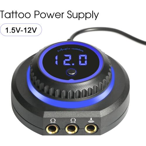 Round Tattoo LED Display Power Supply Screen Dual Mode Blue Light Screen PFor Coil & Rotary Tattoo Machines Tattoo Supplies