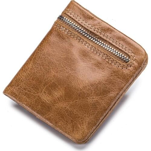 Mini purse men and women handmade leather ultra-thin soft leather wallet first layer leather wallet short zipper buckle