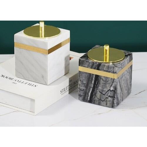 Marble Cotton Swab Box Decoration Creative Gift Toothpick Can European-Style Dust Proof Toothholder Barre For Hotel Usefor