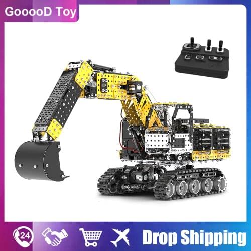 2544Pcs Diy Building Block Set Alloy Rc Excavator 12Ch 2.4G Remote Control Truck Caterpillar Car Engineering Vehicle Toys Boys
