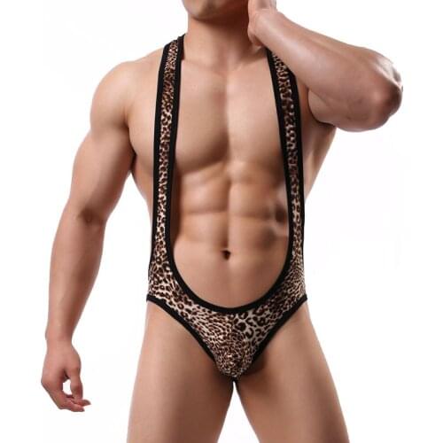 New Mens Suspenders Underwears Male Sexy Leopard Jumpsuits Men Shapers Man Lashing T-Pants Man Body Shaper Bodysuit Thongs