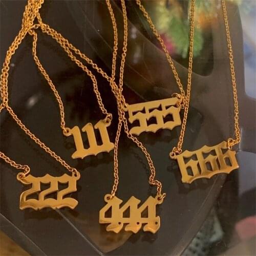 Custom 111 222 333 444 555 666 777 888 999 Angel Number Necklace for Women Personalized Stainless Steel Choker Collars Jewelry