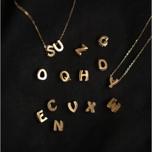 925 Silver A-Z Letters Necklace Initial Pendants Handmade Jewelry Letter Name Chocker Boho Kolye Necklace Women collares