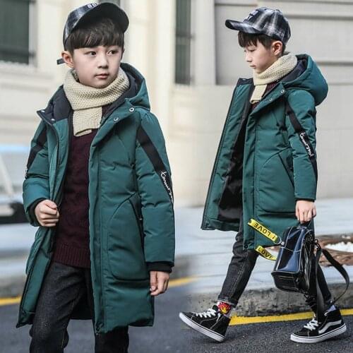 2019 Popular Teenage Boy Parkas Children Winter Warm Coat Boys Down Jacket Long Thick Winter Jacket Childrens Warm Coat 3T-14T