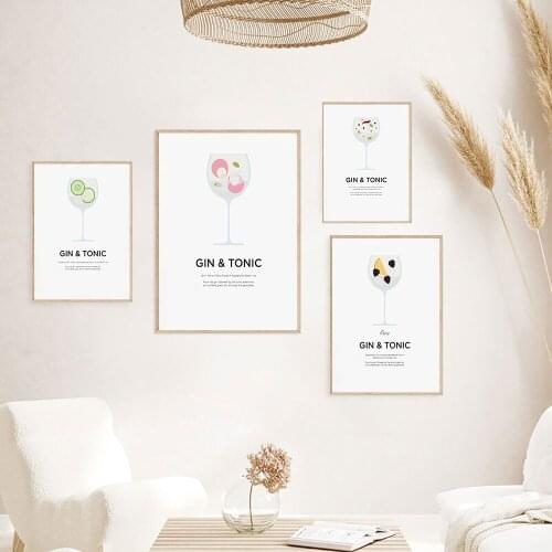 Nordic Poster Canvas Minimalist Making Gin And Tonic Step Modern Fruit Cup Painting Art Print Wall Picture For Rooms Home Decor