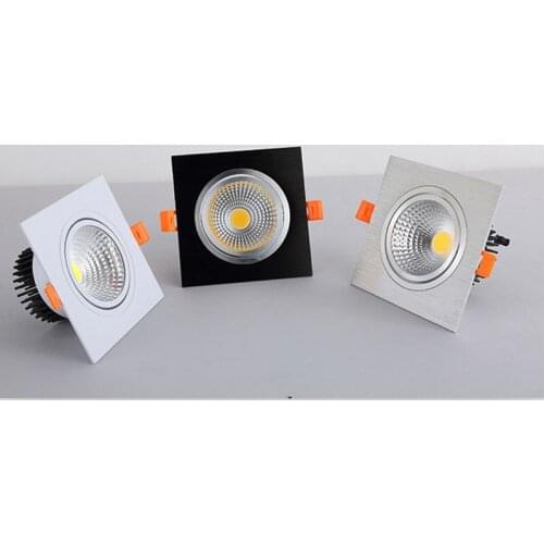 Dimmable LED COB Spotlight Ceiling lamp AC 110V 220V 7W 9W 12W 15W 18W Aluminum Recessed Downlights Square Led Panel Light