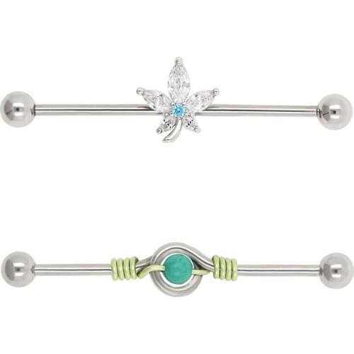 JHJT MUSI 14G 38mm Cartilage Barbell Nail 316L Surgical Stainless Steel Barbell Cartilage Ear Cartilage Ring Piercing