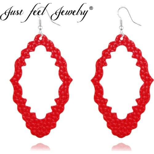 JUST FEEL New Geometry Leather Earrings Antique Looking Various Dangle Drop Earrings Fashion MultiColors Leather Boho Earrings