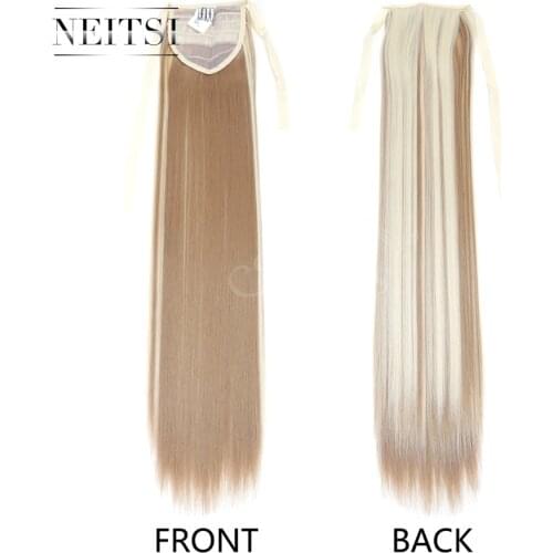 Neitsi 22'' Synthetic Long Straight Clip In Hairpiece Ponytail F22/613 Color Extensions Heat Resistant Fiber Ponytail For Woman