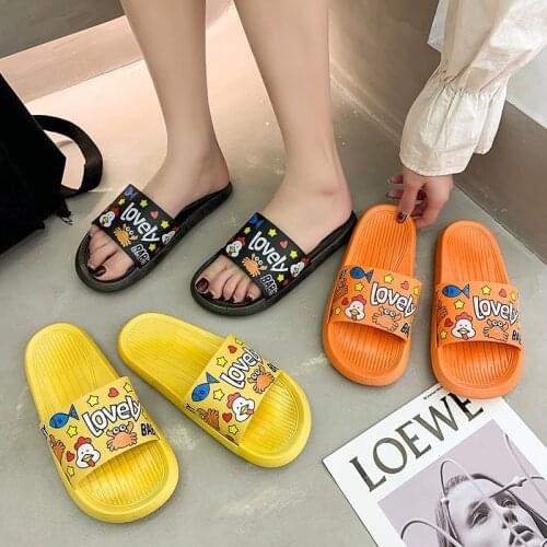 Hot Cute Cartoon Summer Orange Slippers Women Beach Flip Flops Comfortable Non-slip Designer Slides Women Sandals шлепки женские
