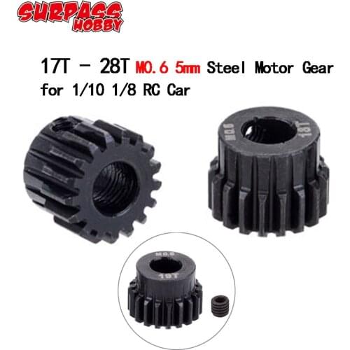 2Pcs M0.6 5.0mm 17T 18T 19T 20T 21T 22T 23T 24T 25T 26T 27T 28T Steel Pinion Motor Gear for TRX4 SCX10 Monster RC 1/8 1/10 Car