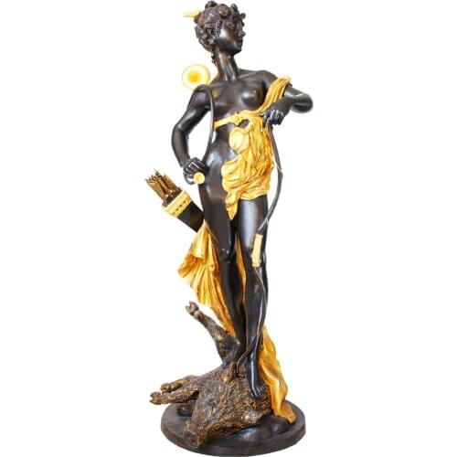 Life Size Diana Statue Sculpture Bronze Gold Antique Greek Mythology Goddess Art Gorgeous Decoration