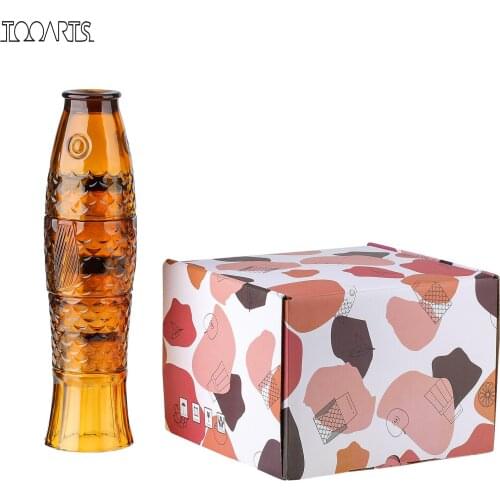 Tooarts Glass Set Stack Glasses Fish Shaped Cup Cocktail Glass Desktop Decoration Wedding Furnishings Housewarming Gift