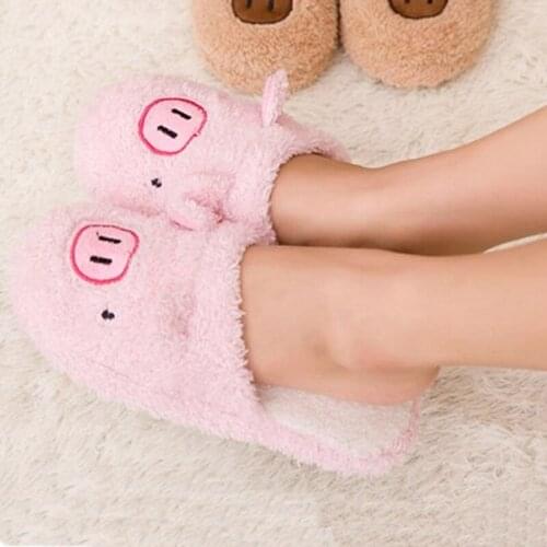 New Winter Womens Slipper Home Shoes For Women Chinelos Pantufas Adulto Fashion Lovely Bear Pig Indoor House Slippers With Fur