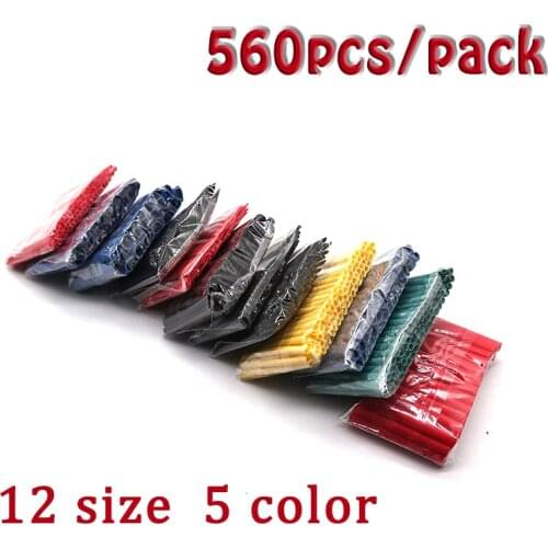 560pcs/pack Heat Shrink Wrap Bags Kit Heat-shrinking Sleeving Cable Extrema Ratio 2:1 Gaine Retractable Tube Box Set Length 45mm
