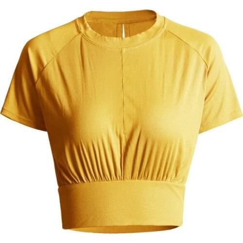 Workout Tops for Women Gym Blouses T- Shirts Running Yoga Crop Top Sports Vest Slim Fit Fitness Woman Short Sleeve Shirts