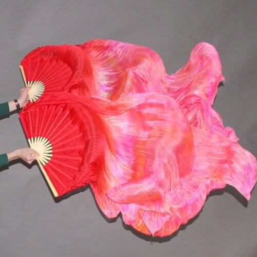 Stage Performance Property Dance Fans 100% Silk Veils Colored 1.8m Women Belly Dance Veils Fan Tie Dye